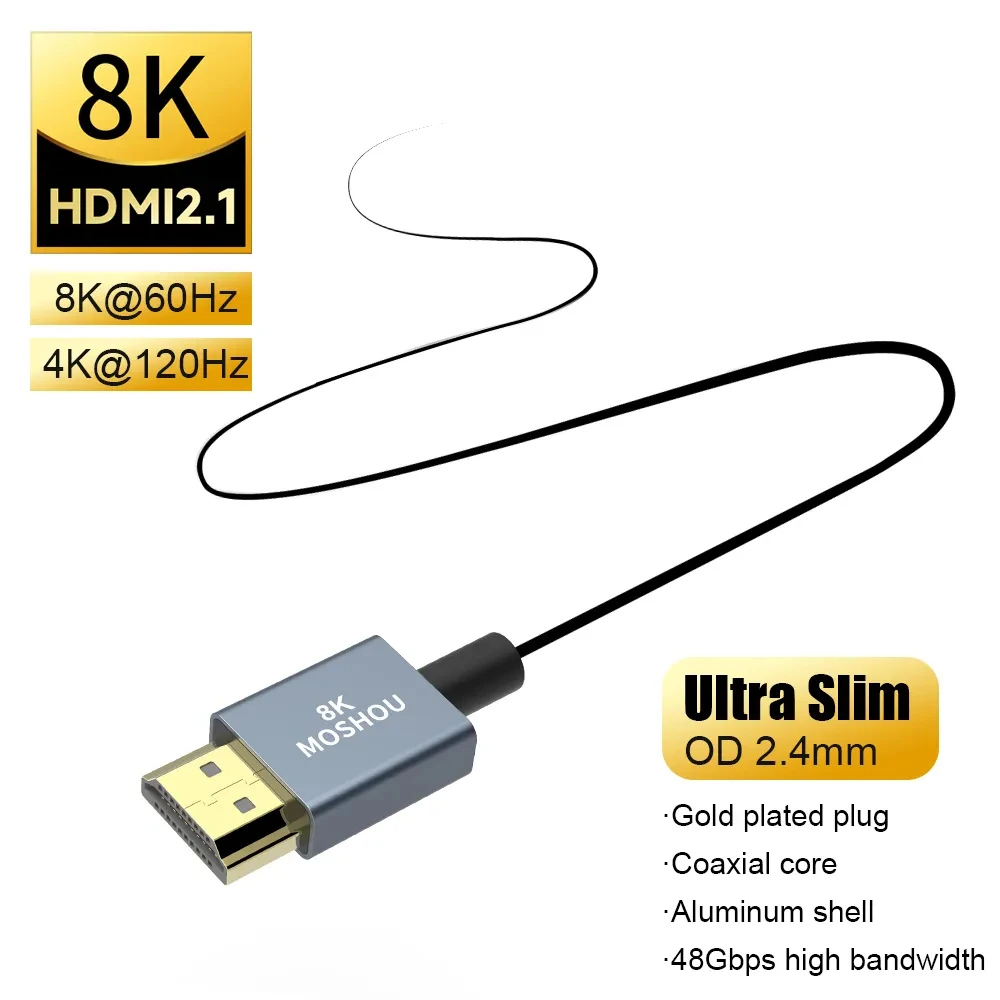 Moshou Hdmi 2.1 8K 60Hz Ultra Sottile Flessibile Micro Hdmi A Hdmi 4K 120Hz Hdmi A Hdmi Per Fotocamera Xbox Ps5 Samsung Qled Tv Laptop