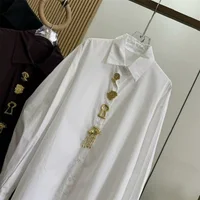 Chemisiers en coton à paillettes amovibles pour femmes, Design de marque de luxe, chemises à manches longues, tendance printemps 2026, noir et blanc, vêtements pour femmes 4