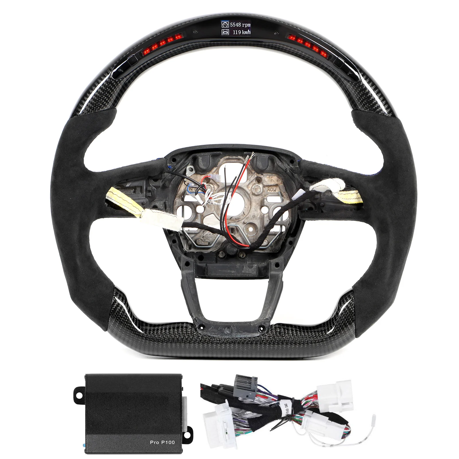 Heating Carbon Fiber LED Shift Lights Display Steering Wheel fit For