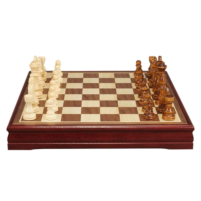 Buy Online Best Quality Wooden Chess Set 30x30cm Folding Large Chessboard Puzzle Game With 32 Solid Wood Chess Pieces Travel Board Game Gift Dropship