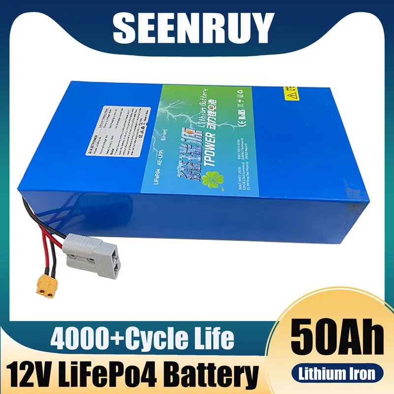 

Аккумуляторная батарея SEENRUY Lifepo4 12 в 50 Ач, модель BMS 4S 12,8 В для аварийной идентификации, ксеноновый инвертор для освещения лодки