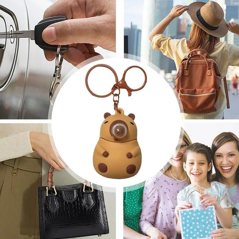 2Pcs Capybara Keychain, Squeeze To Blow Bubbles Silicone Capybara Car