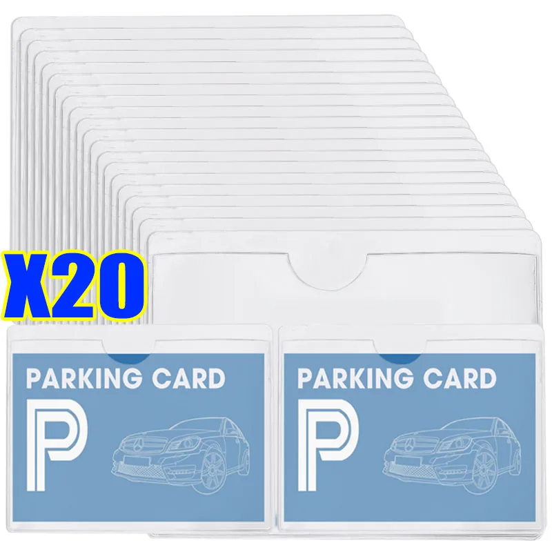 Transparent Adhesive Card Holder for Car Windshield with Protective Film and Parking Pass Label Set