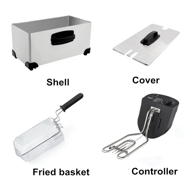 Powerful Electric Deep Fryer Anti-Scald Stainless Steel Adjustable Temperature Commercial Home Small Electric Fried Oven