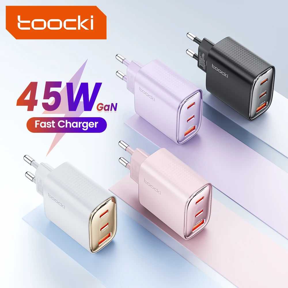Toocki 45W USB GaN Charger Quick Charge 3.0 Type C PD Fast Phone Charger For iPhone 15 14 13 12 Pro Max Xiaomi Samsung S23 S24