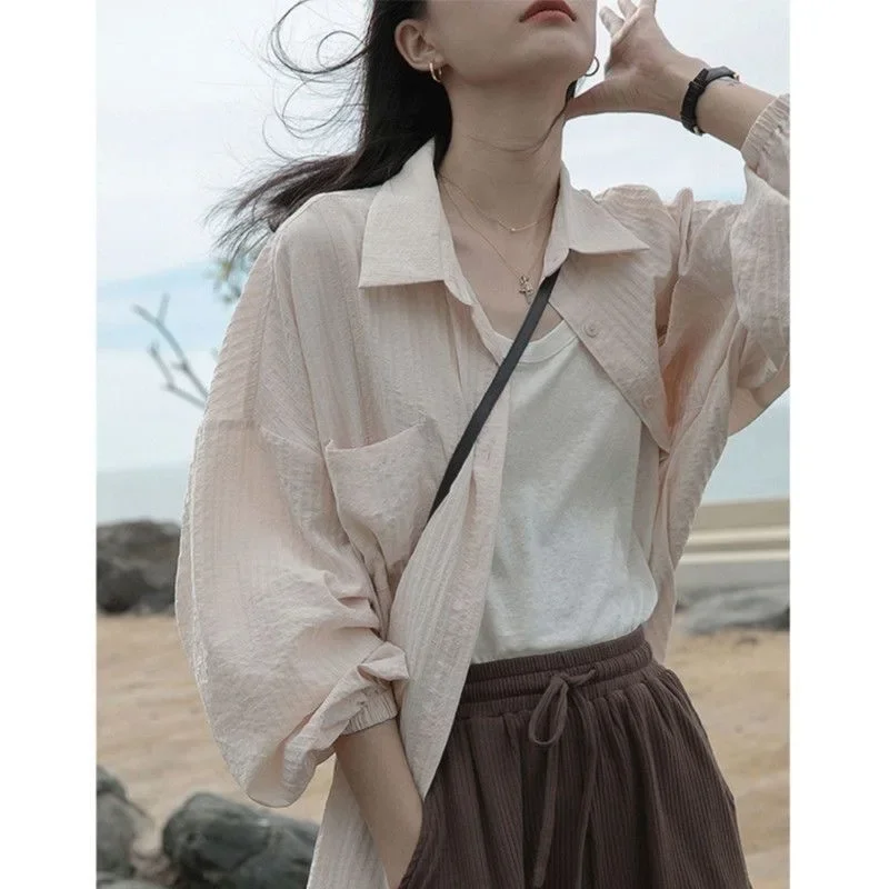 Retro-Hemd aus Baumwolle und Leinen im Hongkong-Stil für Damen im Frühling und Sommer, dünne französische Lazy Loose Design-Nische – Detail 8