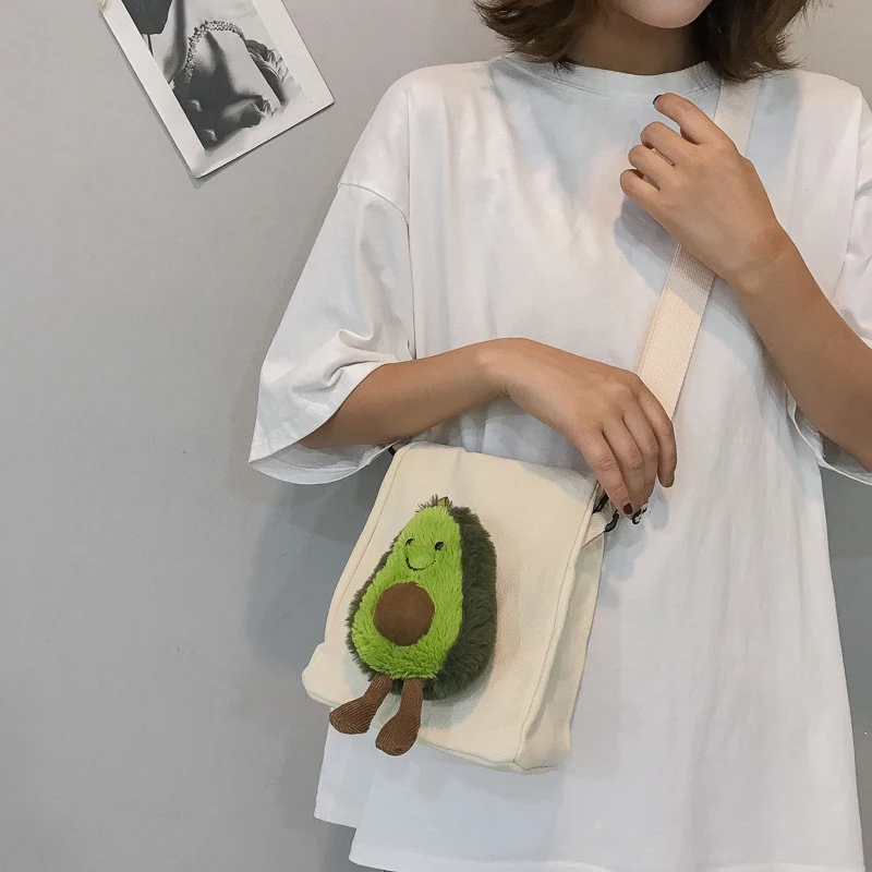 Asds-Schattige Avocado Pop Crossbody Canvas Tas Grappige Cartoon Student Mini Reizen Schoudertas Portemonnee