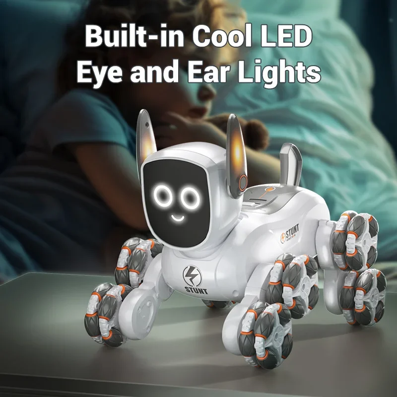 Jjrc Q193 Rc Stunt Car 8-Wheel Mechanical Robot Dog Lights for Kids Remote Gesture Sensing Dual Control Electronic Pet Toy Car