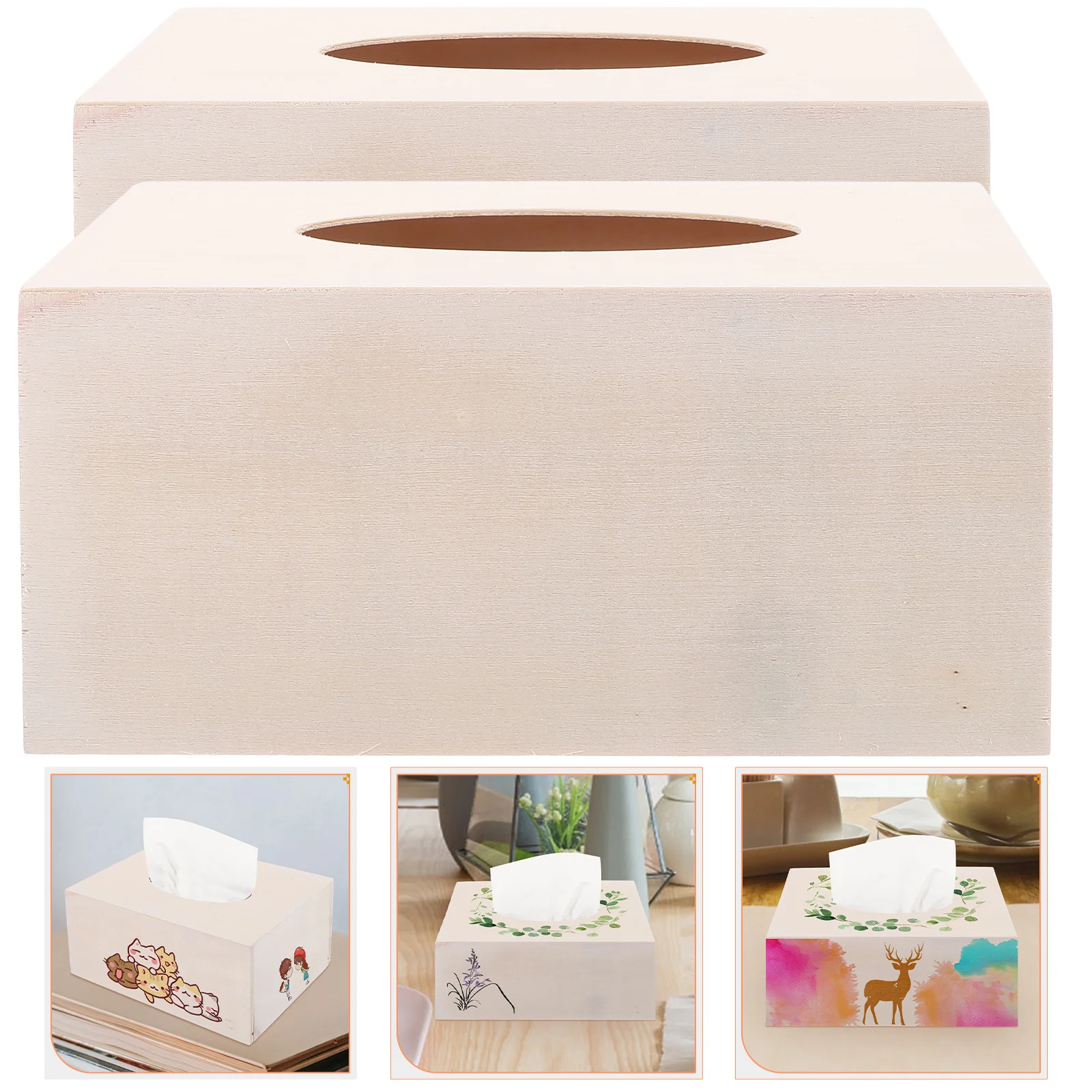 

DIY Wooden Tissue Box Cover Handmade Rectangular Paper Storage Case for Bathroom or Living Room Décor