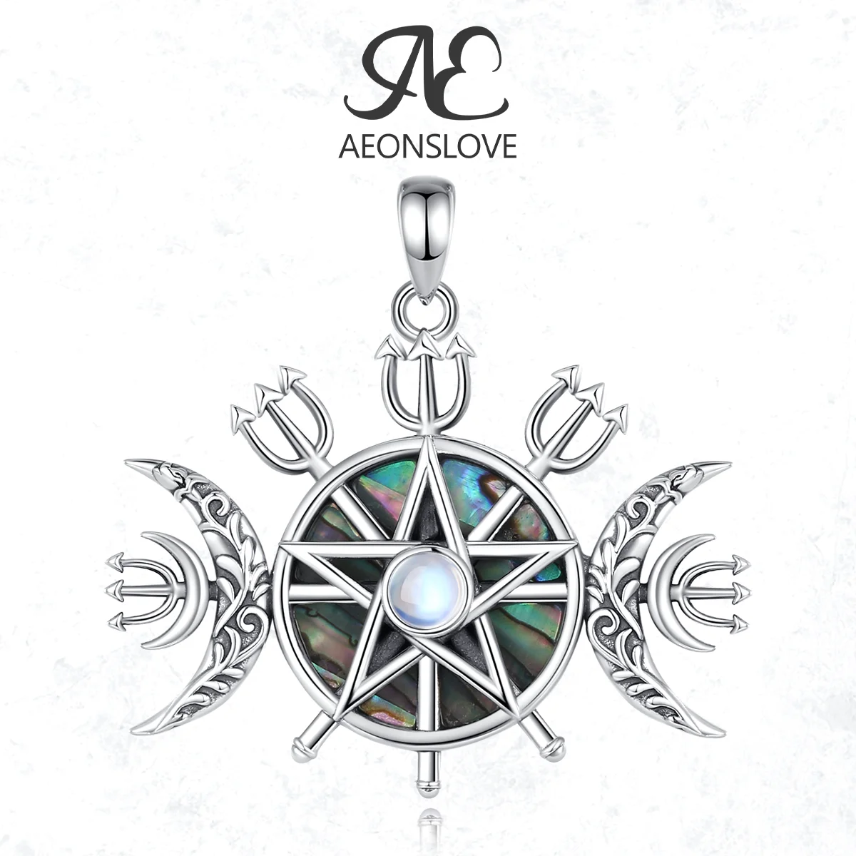 AEONSLOVE 925 Sterling Silver Hecate Triple Moon Goddess Necklace Wicca ...