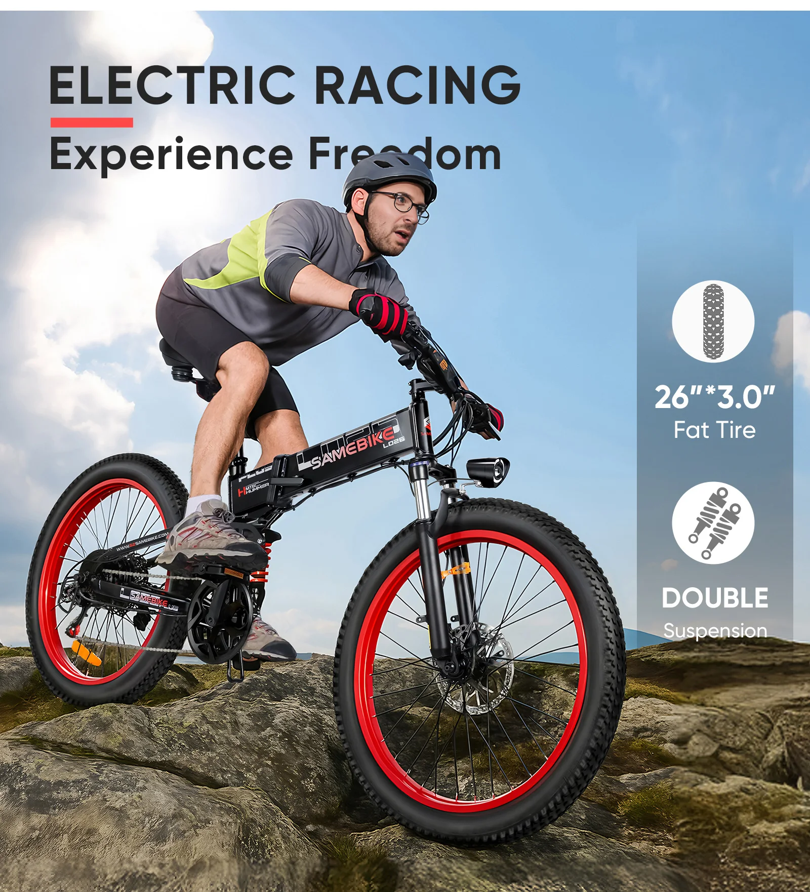 Samebike LO26Plus Elektrofahrrad 48V15Ah Lithium-Akku Motor E-Bike LCD-Display Mit USB 26-Zoll Elektrisches Schneefahrrad – Detail 6