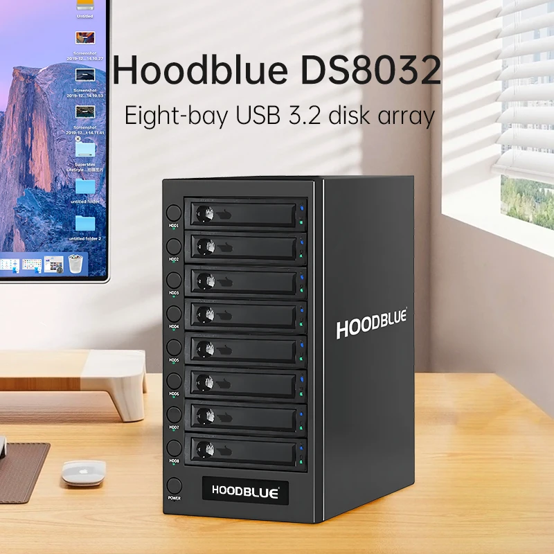 HOODBLUE 10Gbps 8베이 2.5/3.5인치 SATA 하드 드라이브 도킹 스테이션 RAID 하드 디스크 캐비닛 USB3.2 HDD 어레이 캐비닛 데스크탑 스토리지