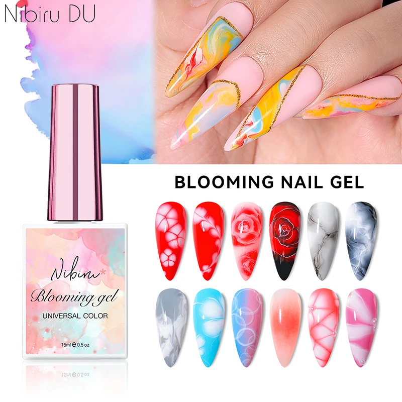 15ml Watercolor Blooming Gel Polish Gradient Flower Ink Marble Semi Permanent Nail Varnish Gel Paint Nail Art Design Supplies