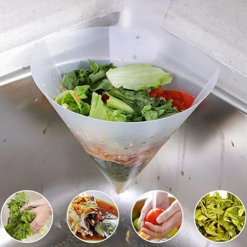Kitchen Sink Filter Drain Foldable Reusable Suction Sink Colander Strainers Leftovers Food Stopper Sifter