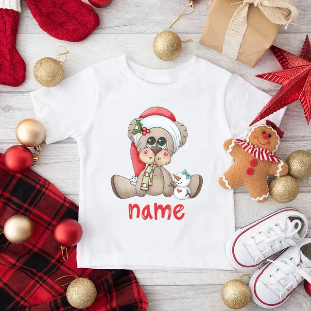 Clothes Girls Christmas T Shirts Girls Red Christmas Logo T-Shirt