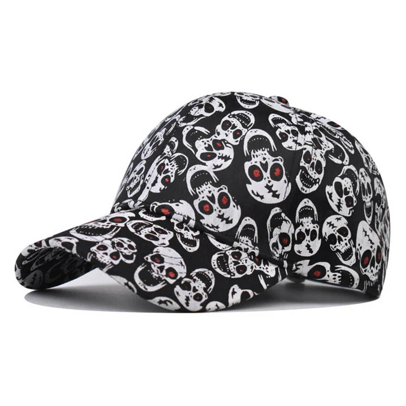 

New Arrival Men Women Baseball Cap Skull Printing Teenage Outdoor Sport Snapback Graffiti Sun Visor Street Dance Kpop Hat MZ0449