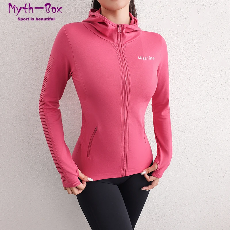 Sudaderas deportivas de secado rápido para mujer, chaqueta deportiva con cremallera para gimnasio, abrigo de Yoga, elástica para Tops con capucha, ropa femenina| | - AliExpress