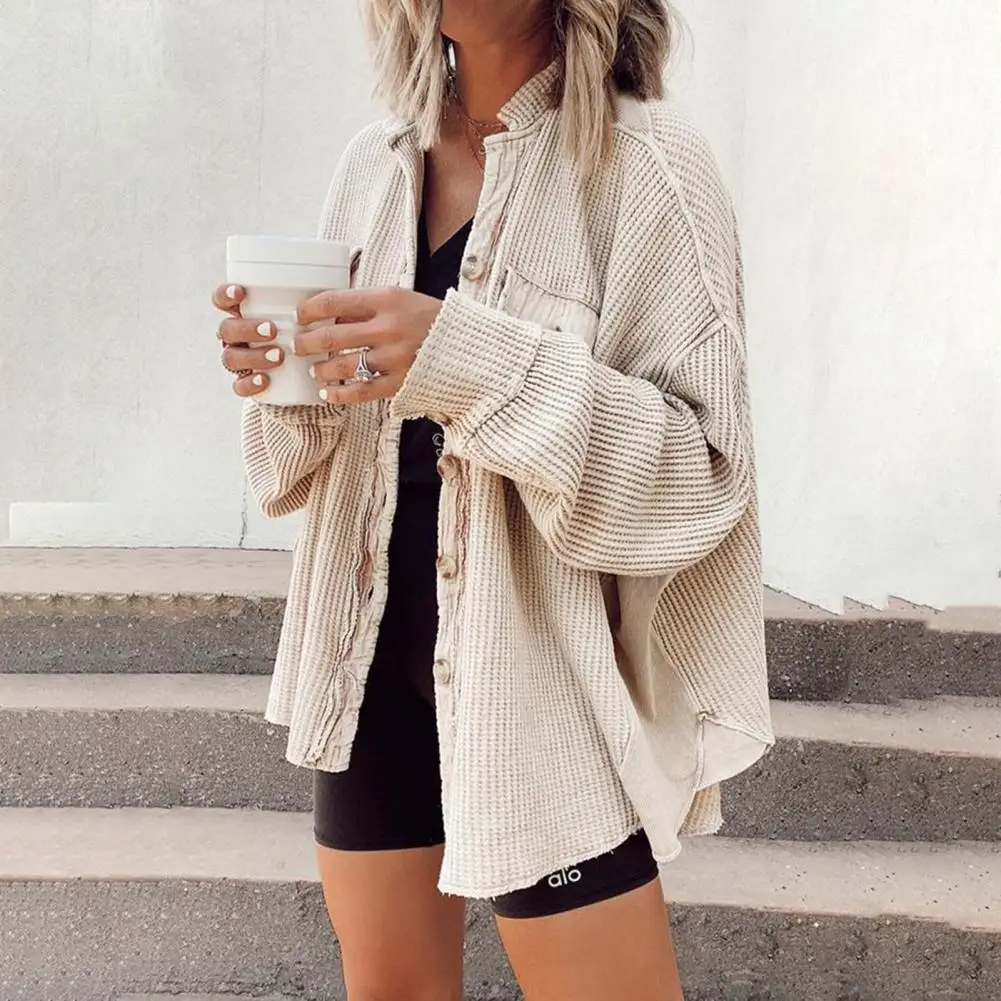 

Soft Coat Stylish Women's Single-breasted Patchwork Coat with Irregular Collar Warm Pockets Soft Thick Fabric for Fall/winter