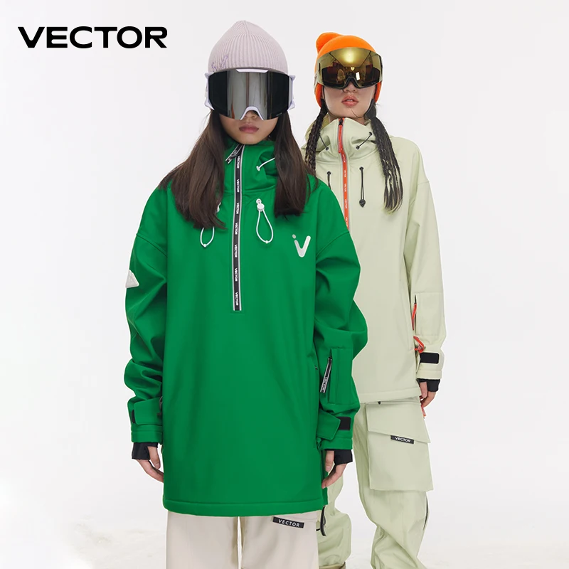 

VECTOR Men Women Solid Color Ski Jacket Warm Windproof Winter Overalls Hoodie Waterproof Outdoor Sports Clothing Snowboard 2023