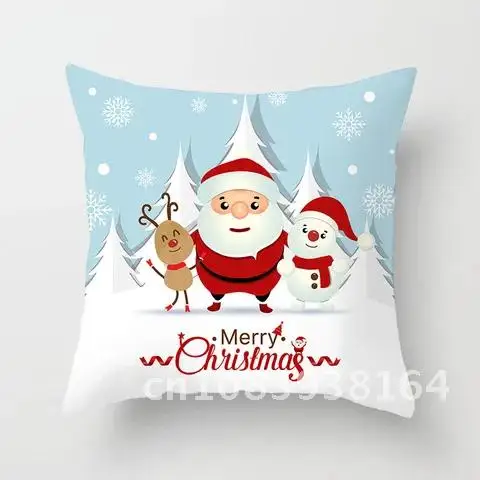 

Winter Soft Cushion Cover Christmas Picture Pillow Case Xmas Deer Tree Pillow Cover Snow Throw Pillows Home Decor for Sofa Car