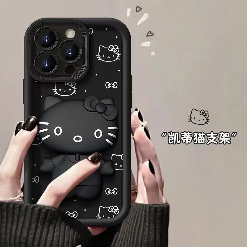 Kitty Cartoon Makeup Mirror Stand Holder Soft Phone Case