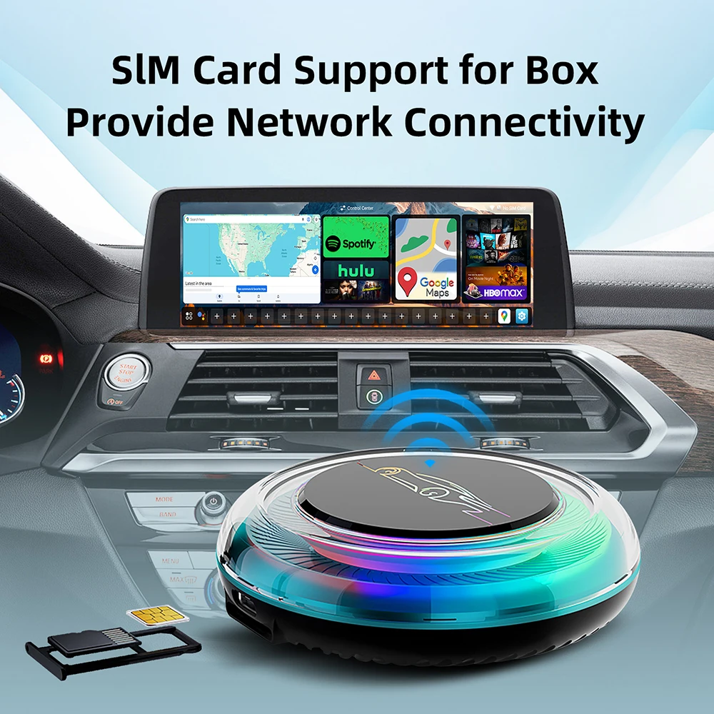 Wireless AI Box for BMW or Other Cars with Wireless CarPlay Android 13 System 8GB RAM 128GB ROM Dual WiFi 4G SIM and HDMI Output — view 2