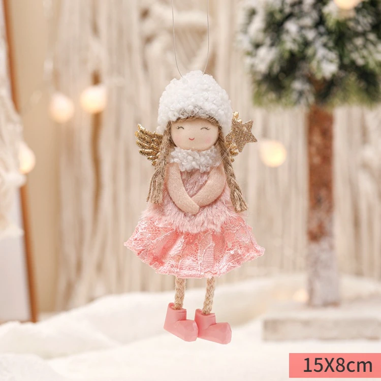 thumbnail image 1 of Muñeco de peluche rosa para niñas, colgante para árbol de Navidad, decoración para el hogar 2022, regalo de Navidad para niños 2023, 1 of 5