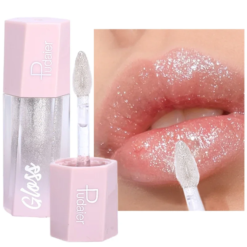 

Pearl Diamond Shimmer Glitter Lip Gloss Transparent Water Light Jelly Lip Oil Lasting Moisturized Non Sticky Cup Liquid Lipstick