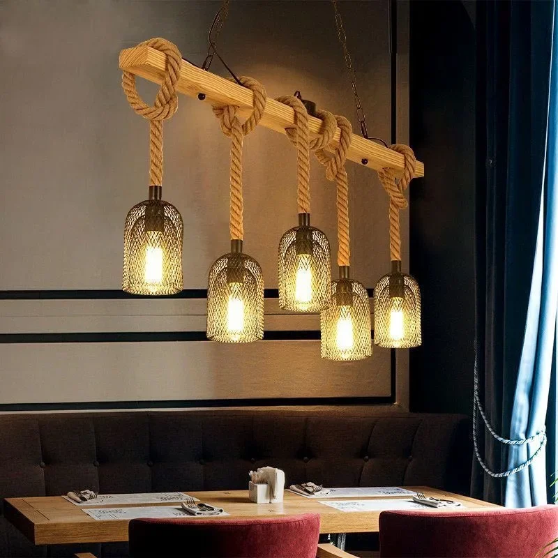 SAMAN American Country Pendant Lamp Retro Creativity Plant Music Restaurant Cashier Counter Bar Cafe Milk Tea Shop Chandelier 3