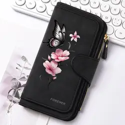 Elegant Butterfly Flower Women's Long Wallet with Card Slots, Coin Pocket & Phone Pouch - Ideal Gift (01)
