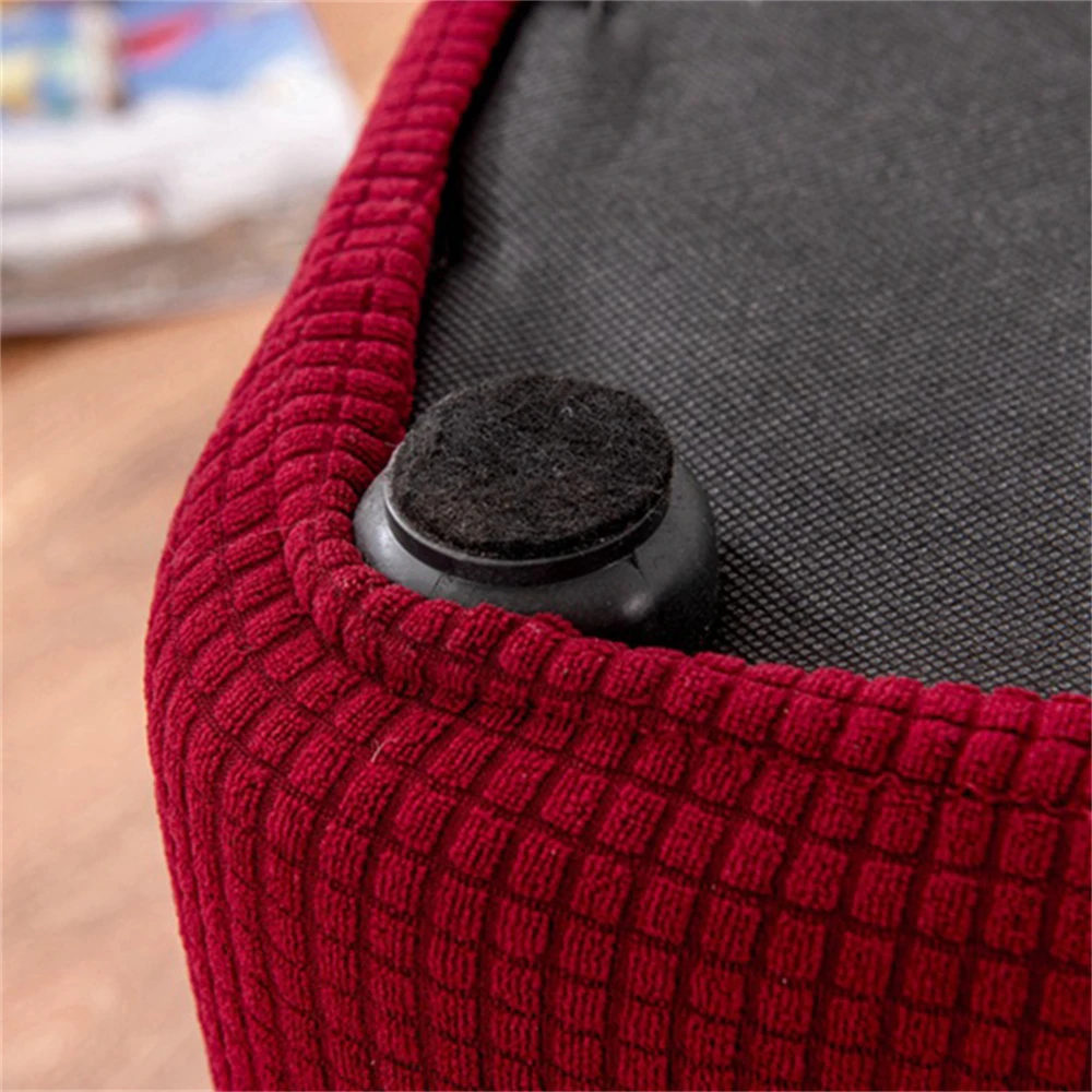 1Pc Ottoman Cover Elastic Square Rectangle Footstool Cover All-inclusive Solid Sofa Footrest Stool Slipcovers for Living Room 3