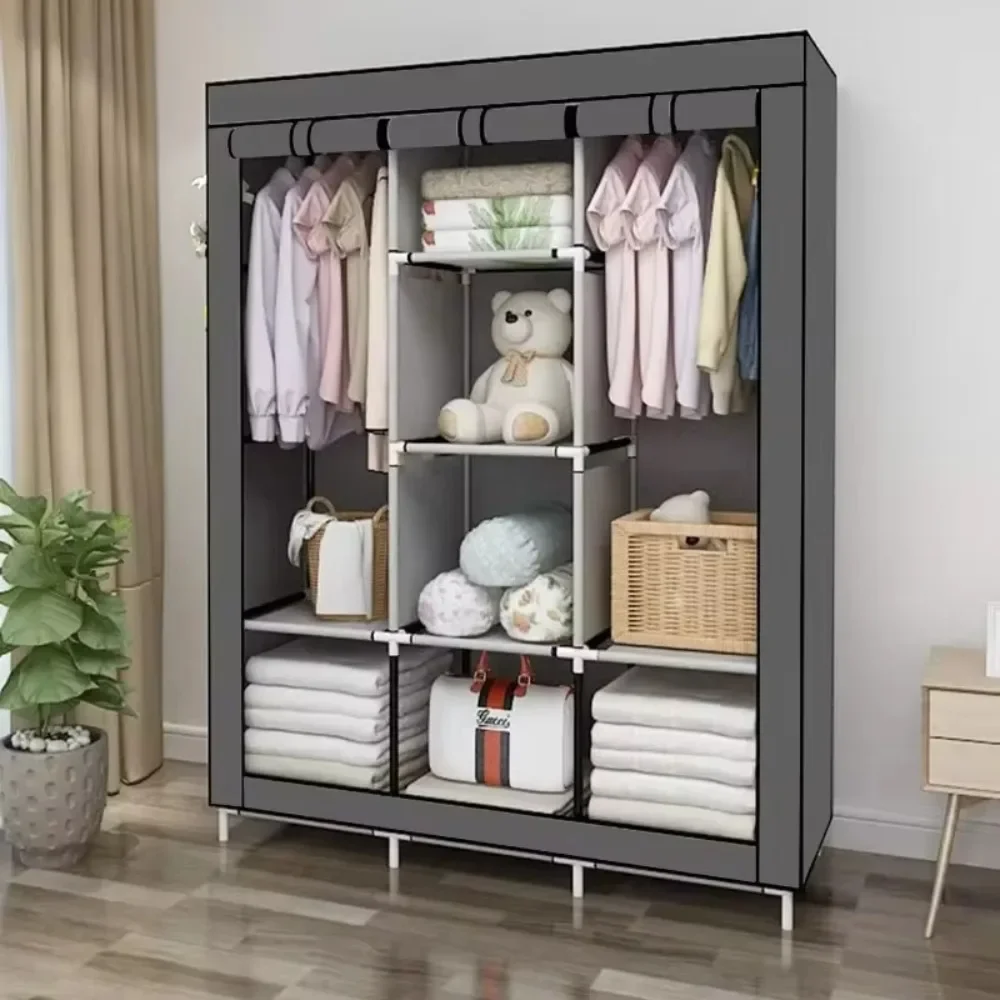 Simple Cloth Wardrobe Enlarged Open Closet Large Capacity Portable Folding Cupboard Organizer Dustproof Clothing Storage shelves storage cabinet cloth wardrobe fabric wardrobe