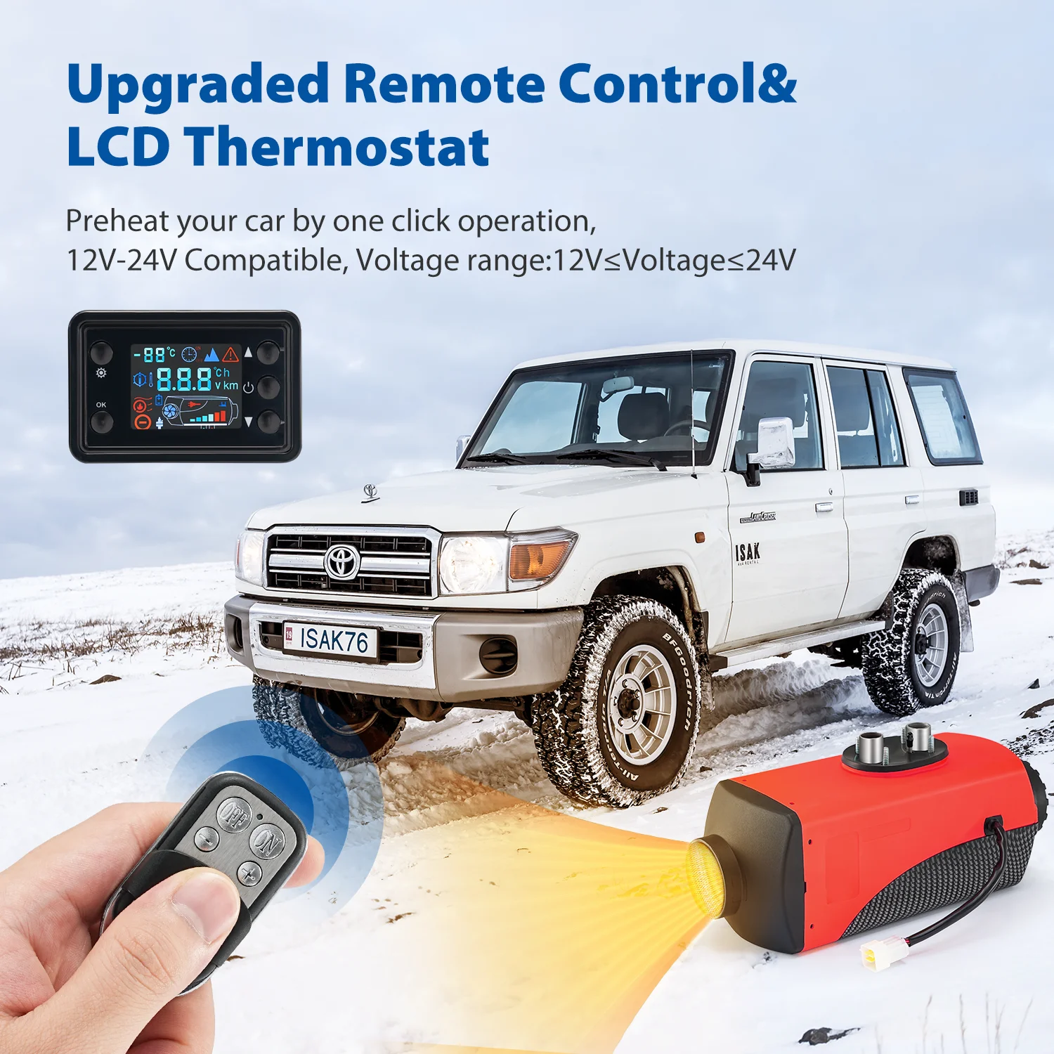 2KW Diesel Heater 12V/24V Silencer LCD Remote Control 2000W Air Heater  Thermostat Caravan Diesel Car Heater Motorhome RV