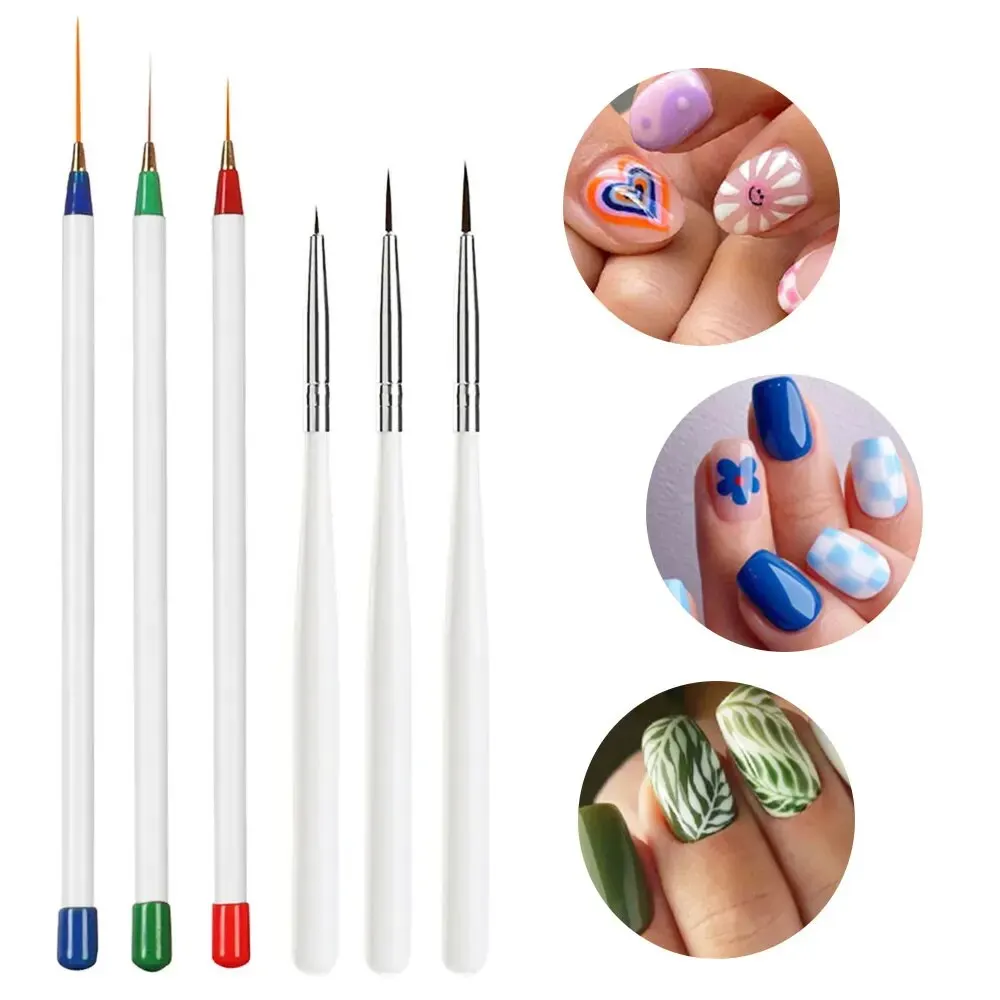 6pcs Nail Art Brush Set Manicure Tools Gradient Gel Nail Polish Builder Drawing Carving Brushes French Design Painting Pen