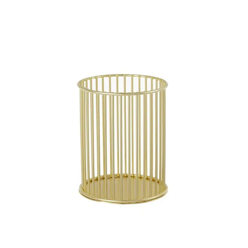 Metal wrought iron pen holder multi-functional desktop storage bucket 5