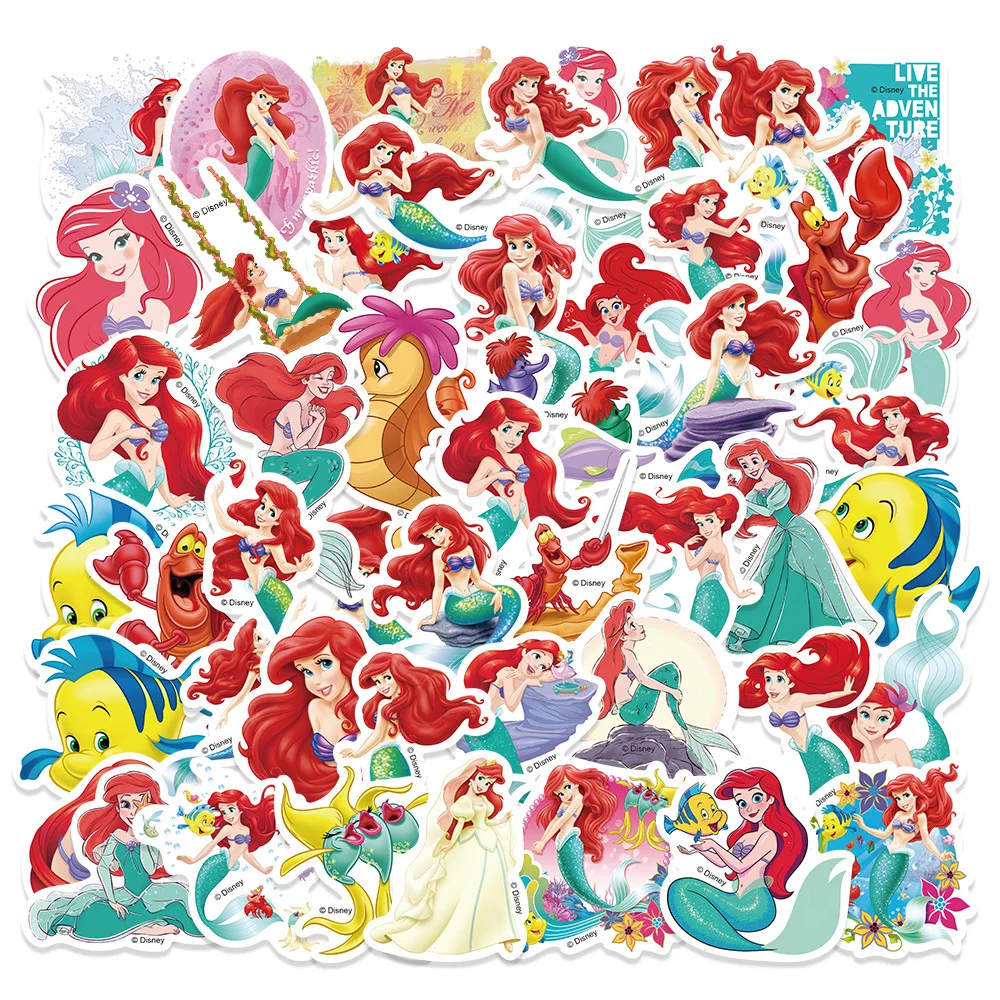 50pcs Disney Mix Cartoon Cute Stitch Micky Princess Stickers Vinyl Laptop Luggage Skateboard Waterproof Girl Sticker 6