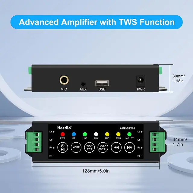 Herdio 4PCS Altoparlanti Da Soffto Bluetooth Da 5,25 '' Potenza Massima 600W Montaggio A Incasso A 2 Vie Più Amplificatore Bluetooth A 4 Canali Per Il Bagno - Foto 5