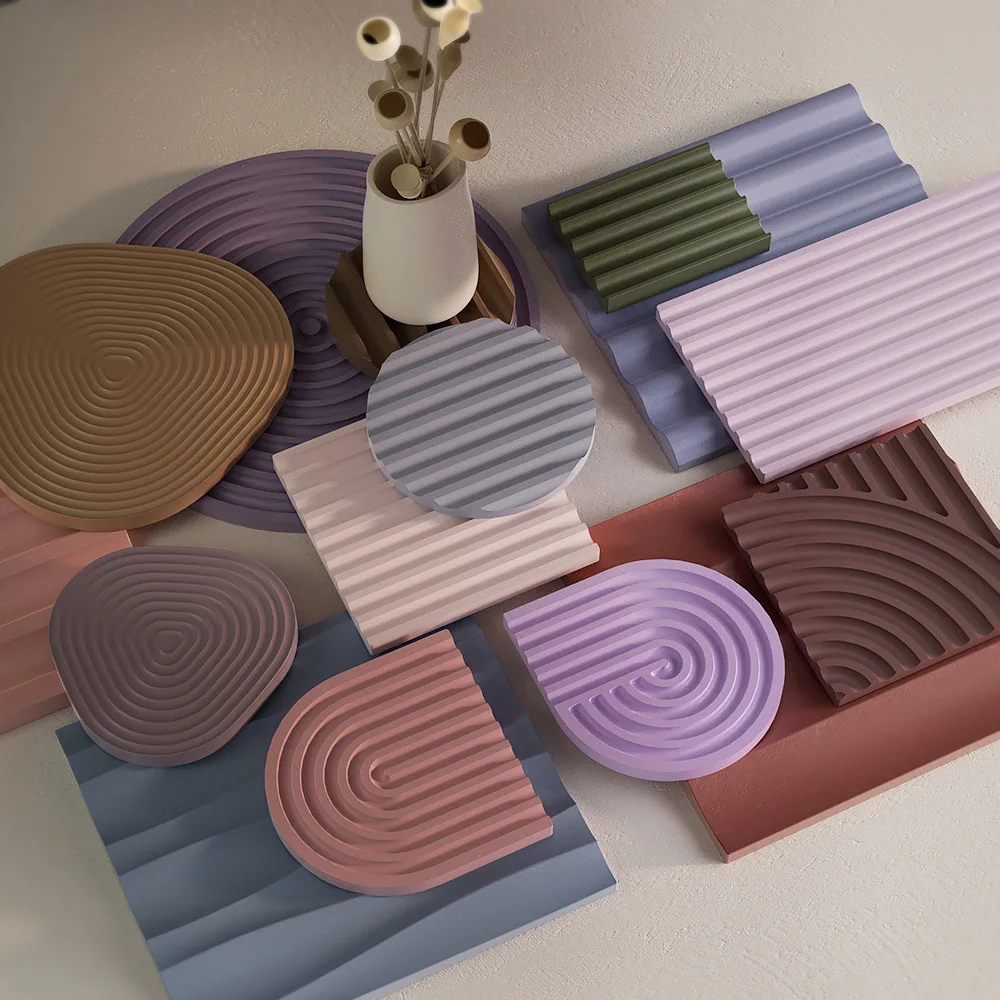 DIY Crystal Coaster Silicone Mold Round Square Striped Storage Tray Epoxy Resin Cement Plaster Mold Home Decoration Crafts Mold