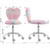 Desk Chair Faux Fur Study Chair for Teenage Girls, Adjustable Heart Shaped Kids Vanity Chair for Bedroom Reading Living Room 3