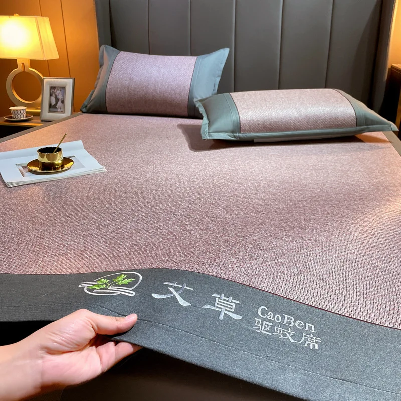 Summer mosquito repellent mugwort vine mat foldable ice silk cooling mat summer cool soft mat mattress single and double mats