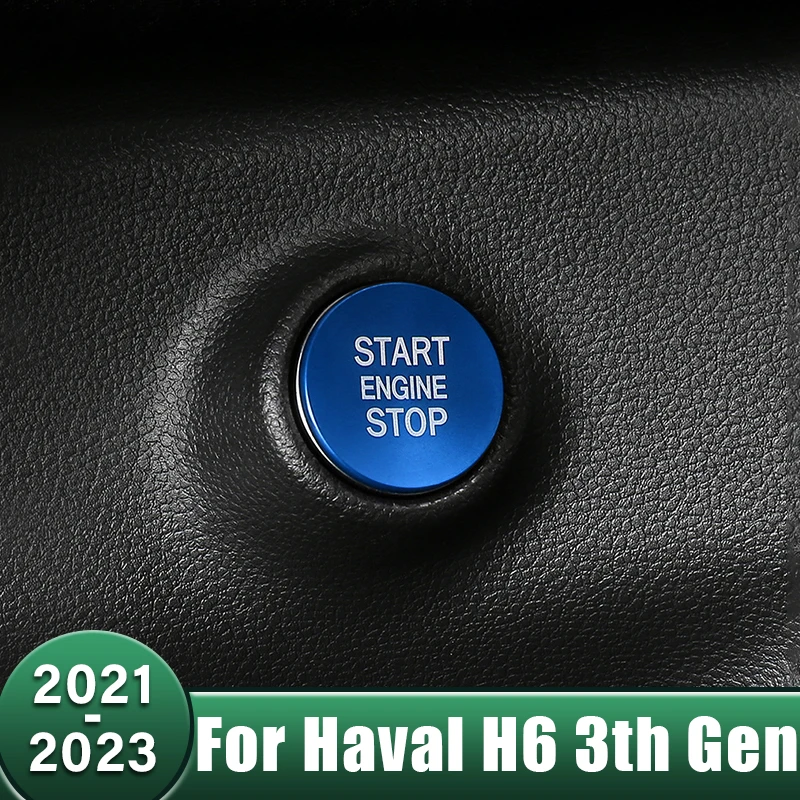 

Car One-Click Engine Start Stop Switch Button Circle Cover Protect Ring Sticker For Haval H6 3rd Gen 2021 2022 2023 GT DHT-PHEV