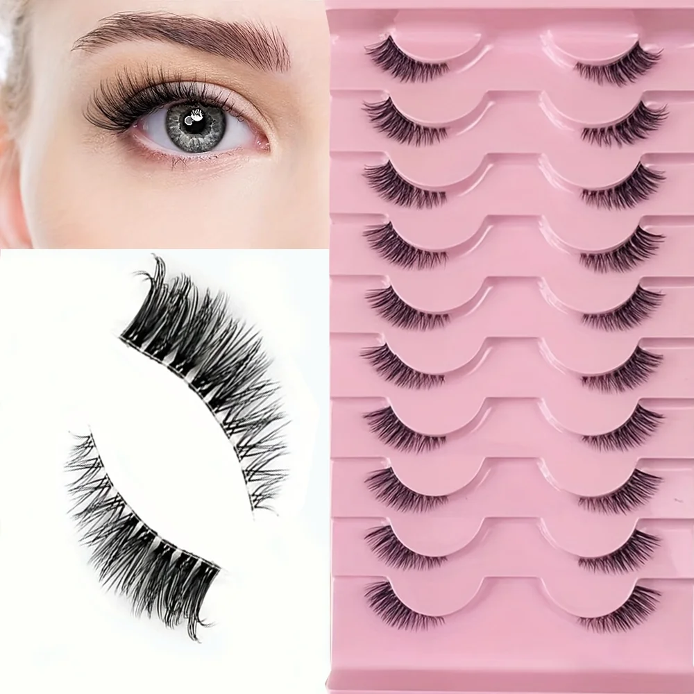 10 Pairs Half Lashes Natural Look Wispy Fluffy Cat Eye Look Natural Short Accent Lashes End Lashes Corner Eyelashes 3/4 Lashes R — view 2