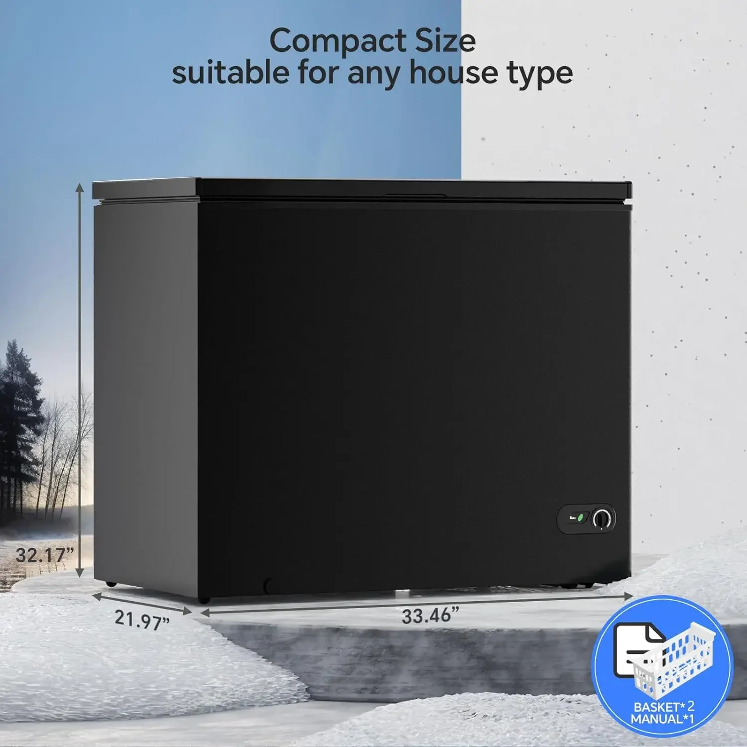 7.0 Cubic Feet Chest Freezer with 2 Removable Basket, Free Standing Top Open Door Compact Deep Freezer with Adjustable Temperatu 6