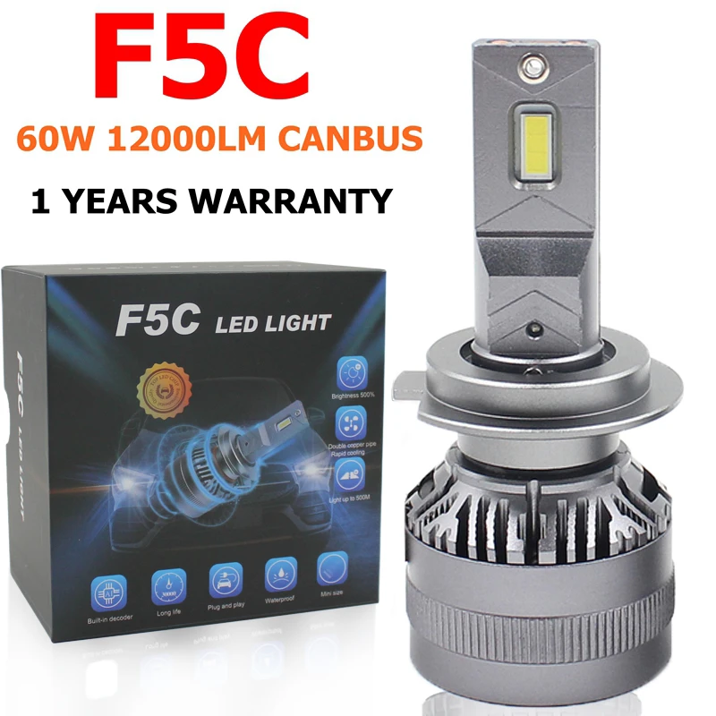 F5C 120W 12000LM H7 LED Bulb H7 headlight kit Fog Light H4 H7 H8 H11 H1 9005 9012 Car LED Lamp LED Headlights Bulb|Car Bulbs(LED)| - AliExpress