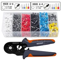 HSC8 6-6/6-4 Ferrule Crimping Tool Kit, WOZOBUY Sawtooth Self-Adjustable Ratchet Crimper Kit or Wire Terminals or Single Clamp 1