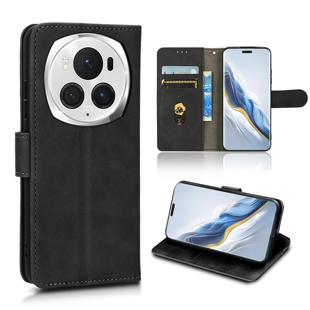 Per Honor Magic6 Pro Custodia Skin Feel Leather Flip Phone Cover Per Honor Magic 6 Lite Pro Magic6 Light Card Wallet Holder Shell