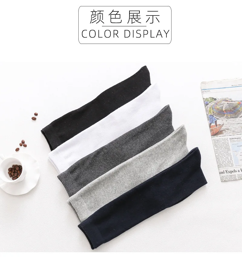 Lange Herrensocken, Herbst, Frühling, einfarbig, lässig, Business, hohe Röhrensocken, schwarz, lange Baumwollsocken, schweißabsorbierend, atmungsaktiv – Detail 7