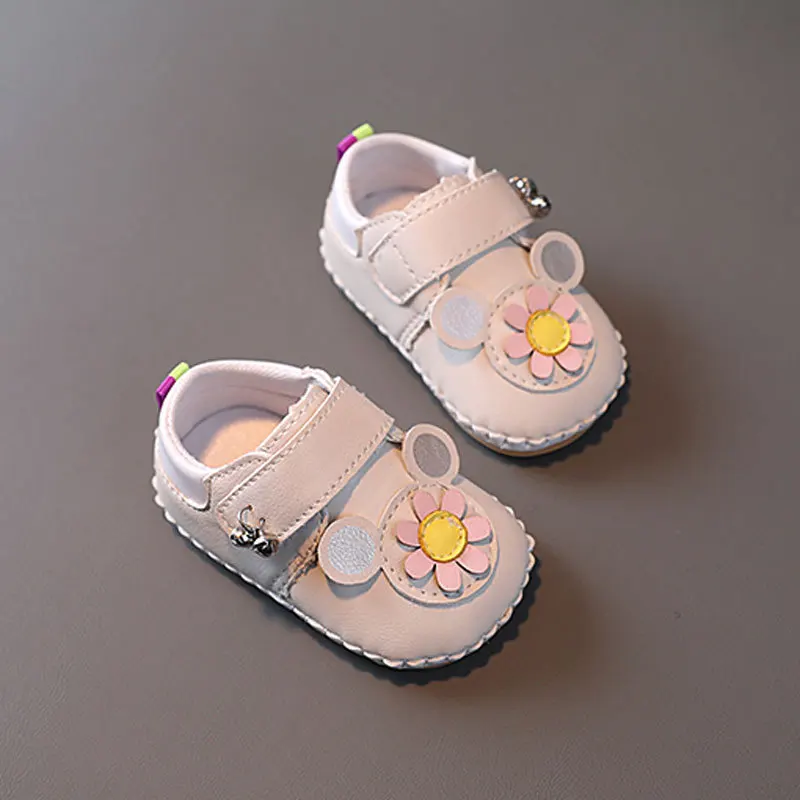 Baby Shoes 2023 Spring Soft Leather Anti Slip Casual Flats Baby Girls Dress Princess Shoes First Walkers Cute Flower Kids Shoes 2