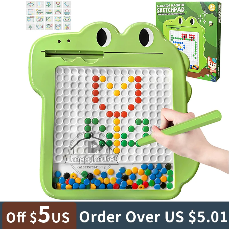 

Magnetic Drawing Board for Kids Large Large Magnetic Doodle Board with Beads Magnetic Dot Art Toddler Educational Montessori Toy