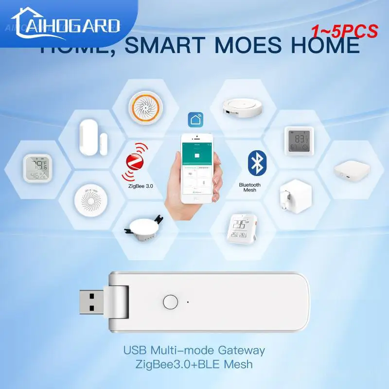 

1~5PCS Moes Tuya Smart USB Multi-mode Gateway Bluetooth+ZigBee Wireless Hub Control Smart Home Control Compatible with Alexa